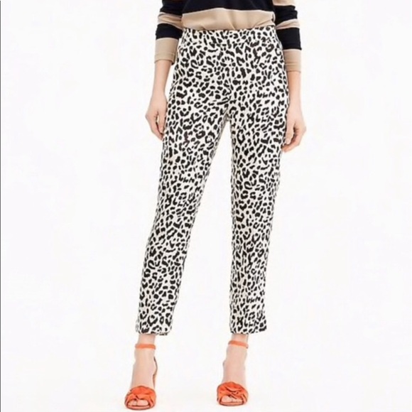 NWT J.Crew White Leopard Chino Pants Slacks - Picture 2 of 7